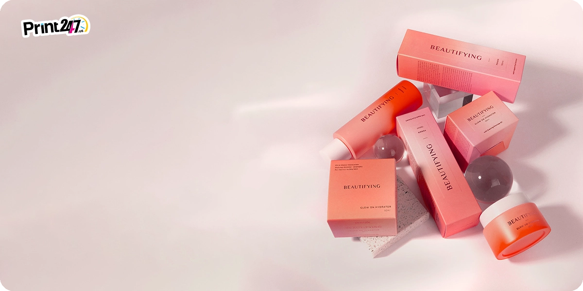 Sustainable custom cosmetic packaging for 2025, highlighting eco-conscious materials and creative packaging solutions for beauty brands.